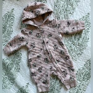 Floral Quilted Kids Footie with Hood